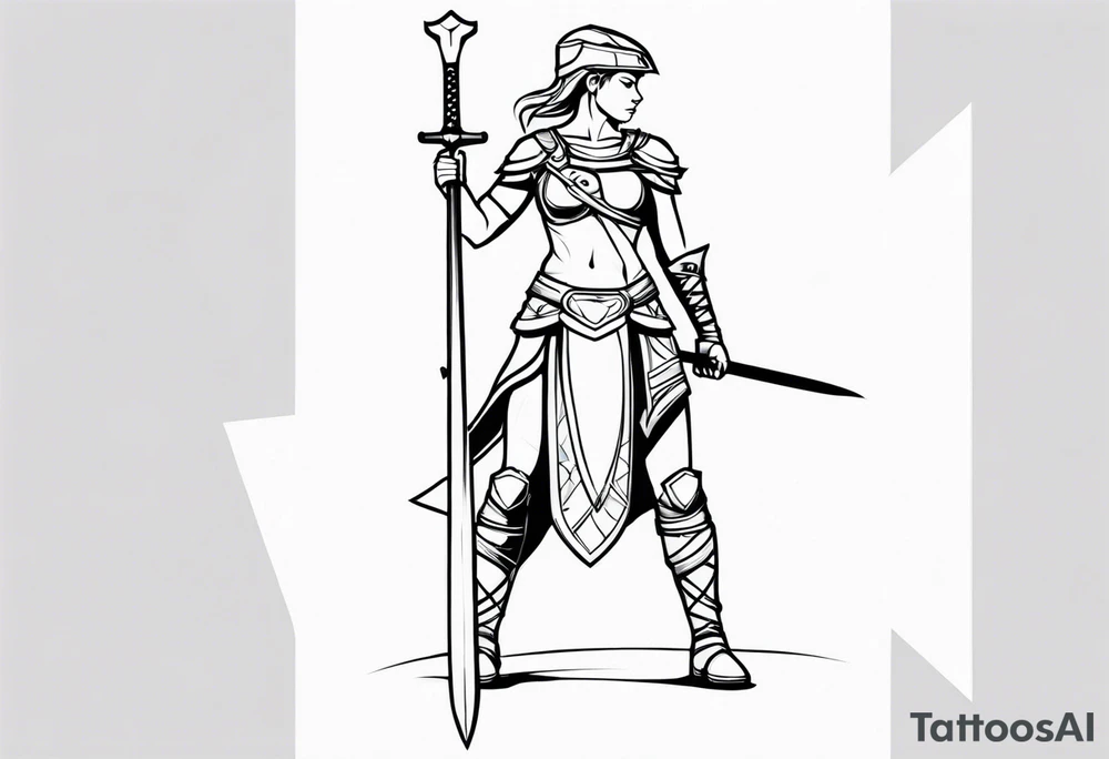 Female gladiator full body tattoo idea