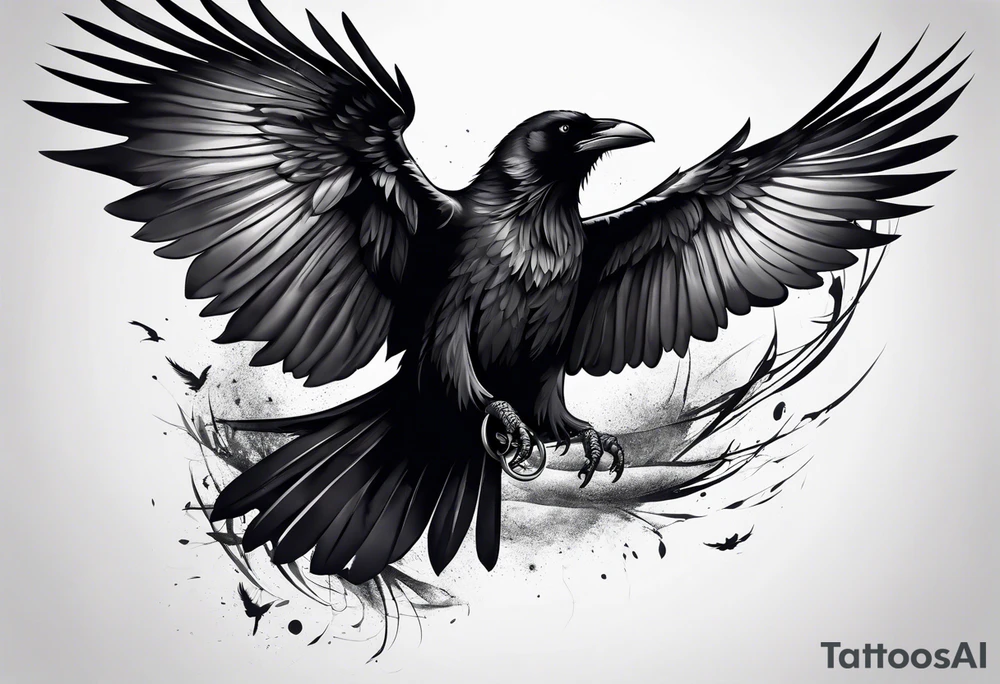 A flying raven chest tattoo tattoo idea
