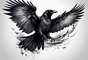 A flying raven chest tattoo tattoo idea