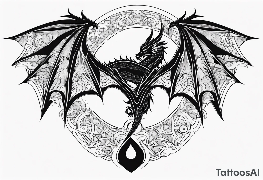 Figure 8 dragon wings spread tattoo idea