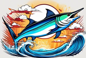 Marlin jumping tattoo idea