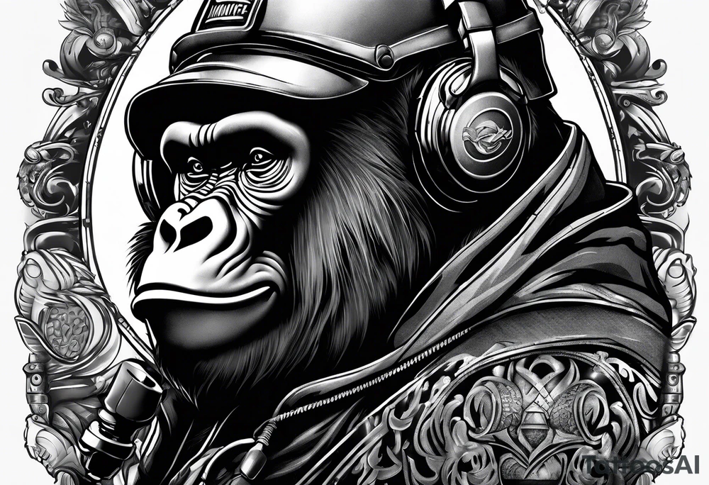 gorilla motorcycle microphone tattoo idea