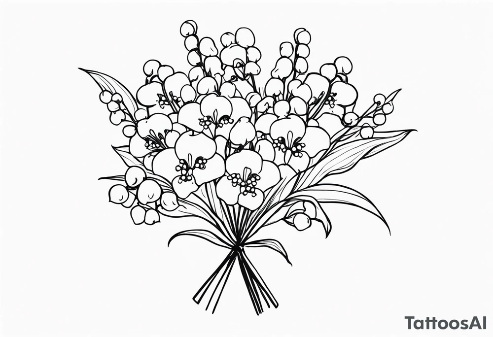 Lily of the valley Flower bouquet. Fine lines tattoo idea