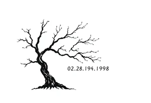 easy windy tree with date 02.18.1998 tattoo idea