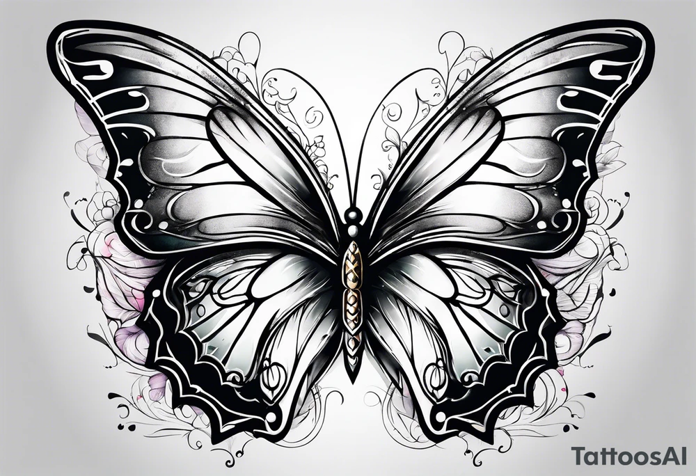 Half butterfly with one Angel wing tattoo idea