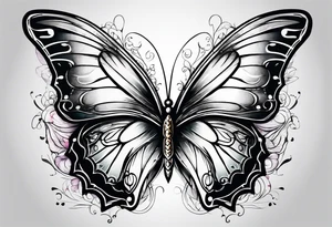 Half butterfly with one Angel wing tattoo idea
