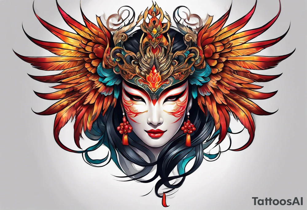 phoenix mask tattoo idea