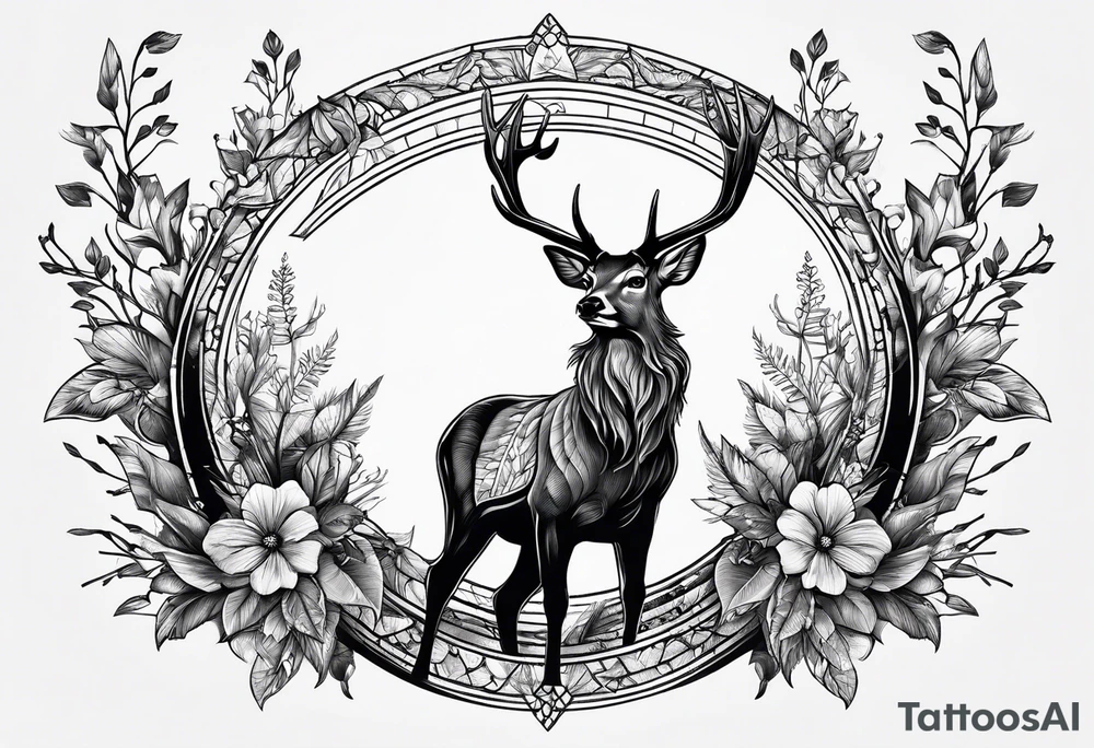 Recurve bow and arrow, deer tattoo idea