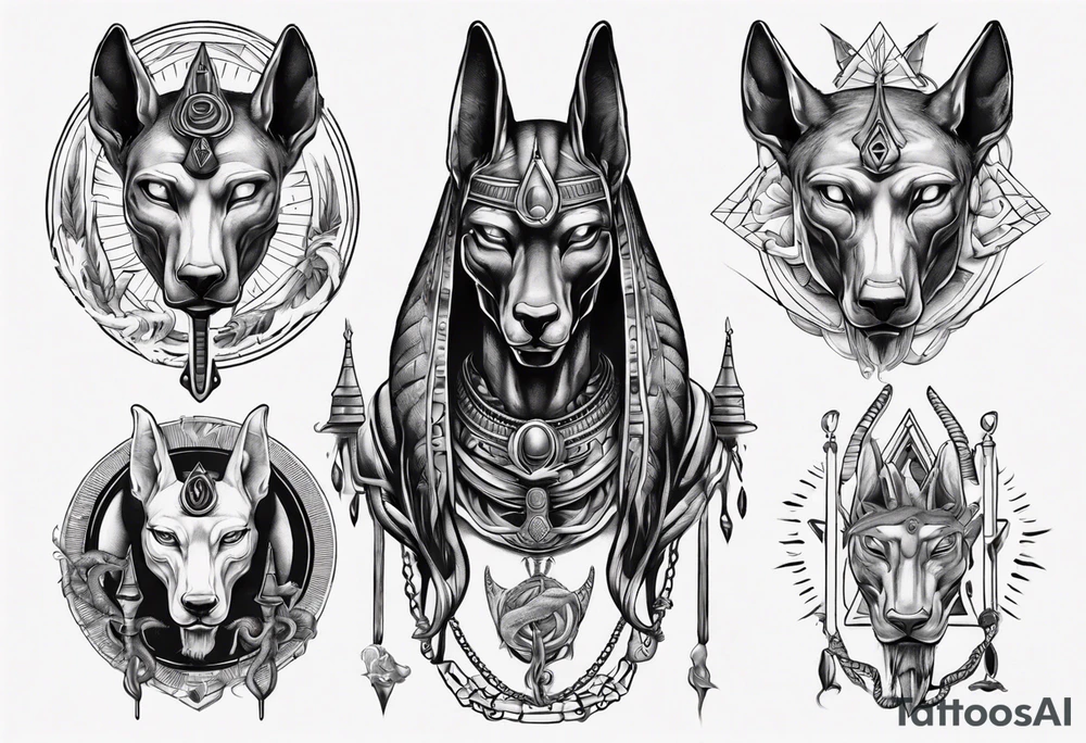 Anubis with snakes tattoo idea