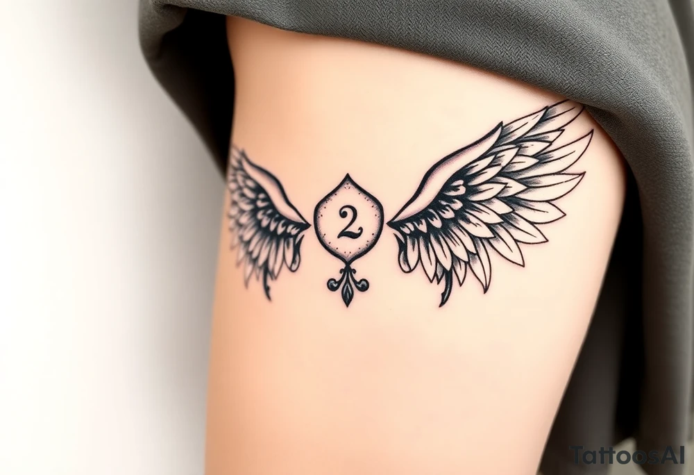 sunflower, wings, or halo with a 2 of clubs tattoo idea