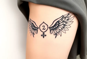 sunflower, wings, or halo with a 2 of clubs tattoo idea