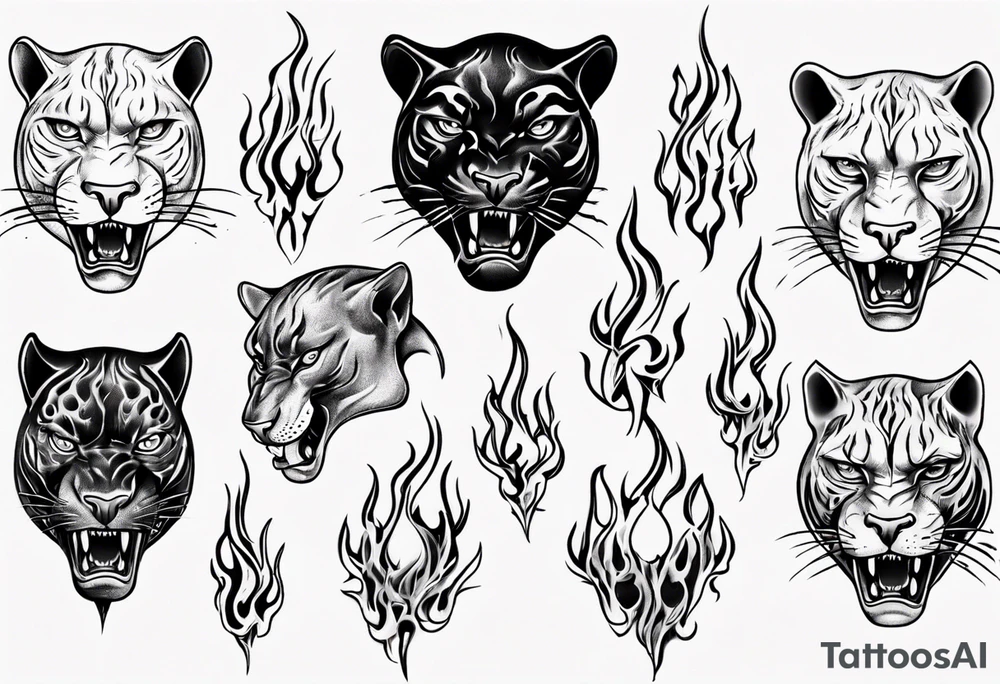 Panther with flames tattoo idea