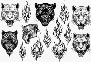 Panther with flames tattoo idea