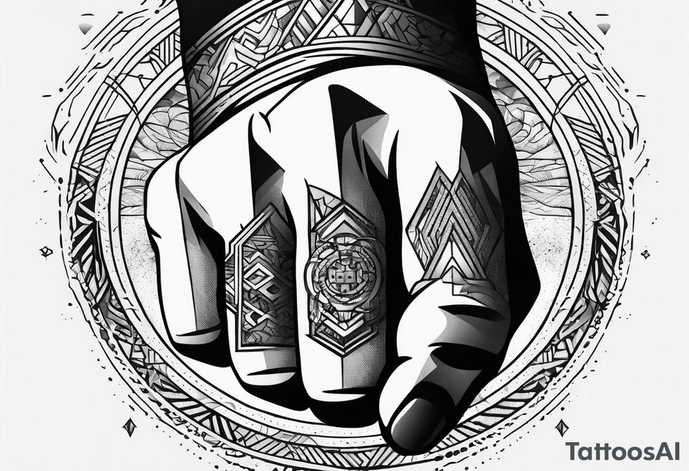 A clenched fist on the back using negative space techniques tattoo idea A clenched fist on the back using negative space techniques tattoo idea