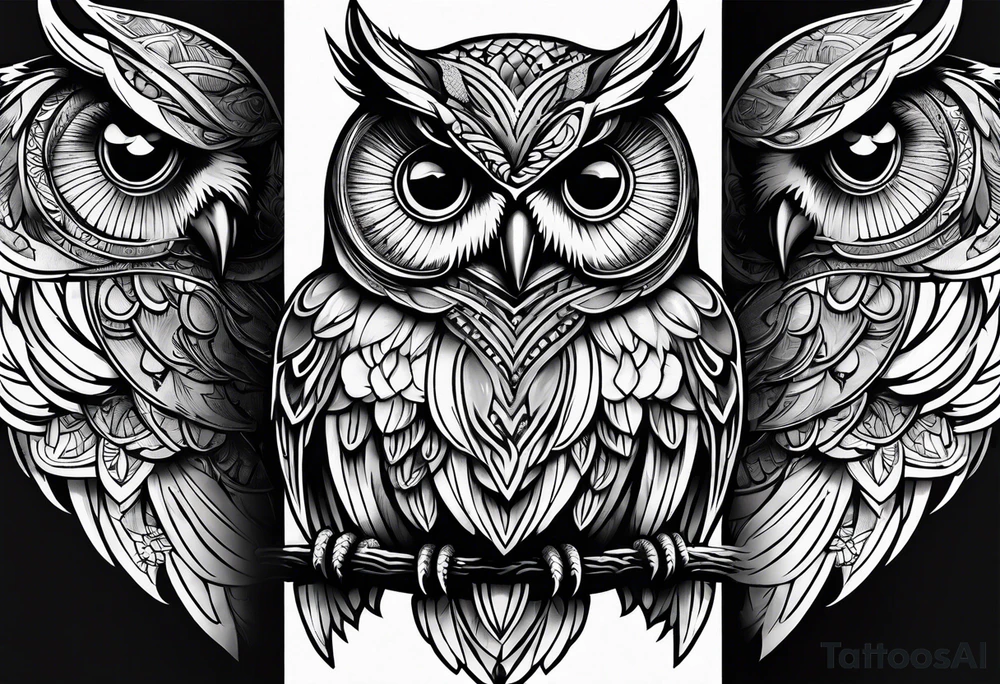 mythical owl tattoo idea
