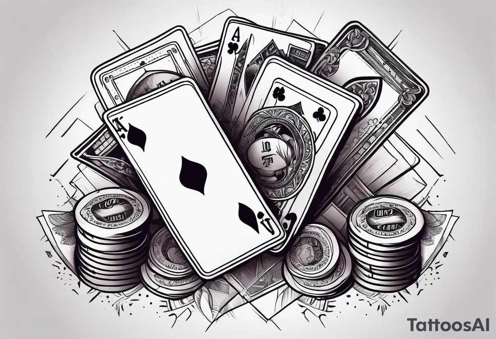 Gamble cards and cash tattoo idea