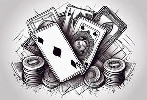 Gamble cards and cash tattoo idea