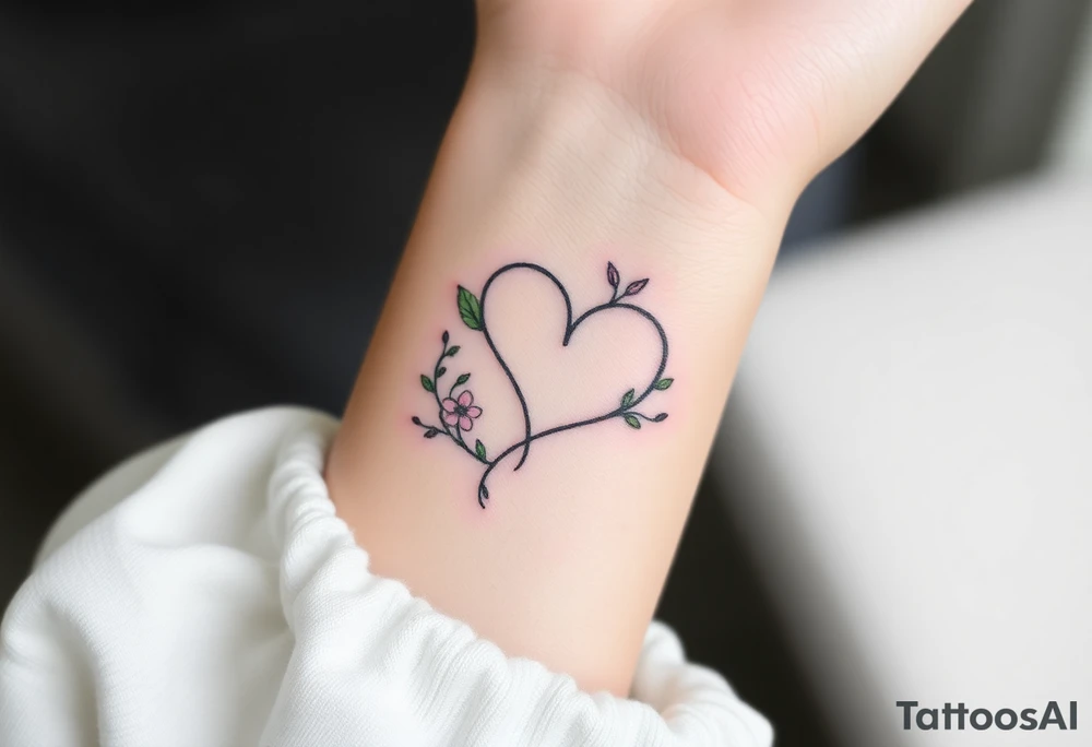 An infinity symbol made of intertwined vines, with delicate flowers blooming along its curves, and family sign tattoo idea