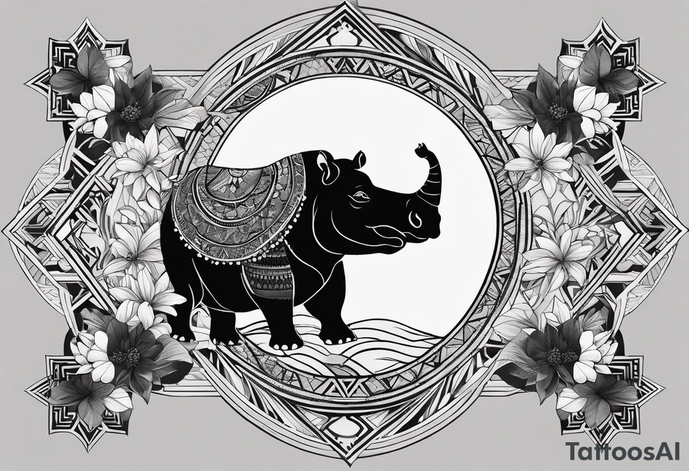 Very asymmetrical, +geometric pattern, with realistic full moon, with hippo,+tribal, +geometric, +inkart , +blackwork, +grey scale, + sketch
with wintersweet flower bud, +inkart touch, +for men, detailed , combined favourite , tattoo idea