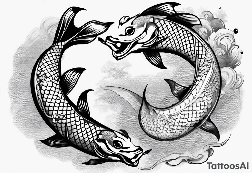 Koi fish fighting with dragon tattoo idea