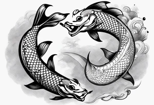 Koi fish fighting with dragon tattoo idea