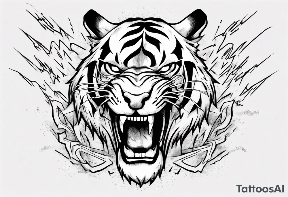 A tiger surrounded by lightning for a forearm sleeve. Also leaving room for a symbol to be below the tiger tattoo idea