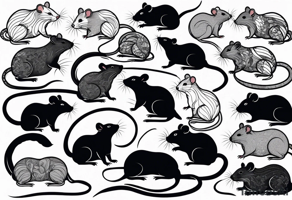 A collection of rats or mice whose tails are intertwined and bound together in some way. tattoo idea