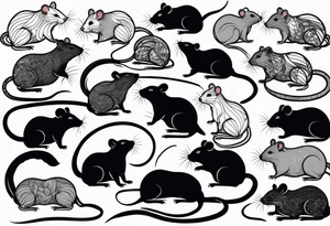 A collection of rats or mice whose tails are intertwined and bound together in some way. tattoo idea