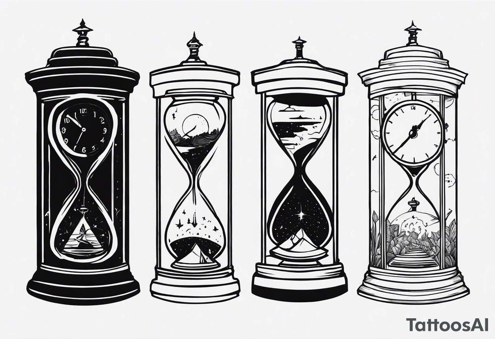Combine elements representing time and travel. Use the words “I will follow you into the dark”. tattoo idea