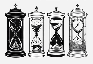 Combine elements representing time and travel. Use the words “I will follow you into the dark”. tattoo idea