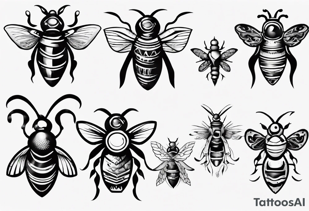 comic biene im flug der kopf leicht geneigt mit einem strahlendem lächeln tattoo idea