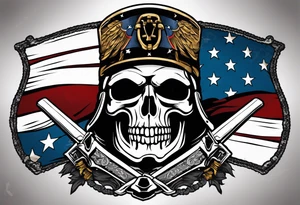 charging 
revolutionary war colonial soldier Skull face with Ar-15 and Liberty Bell Liberty or death tattoo idea
