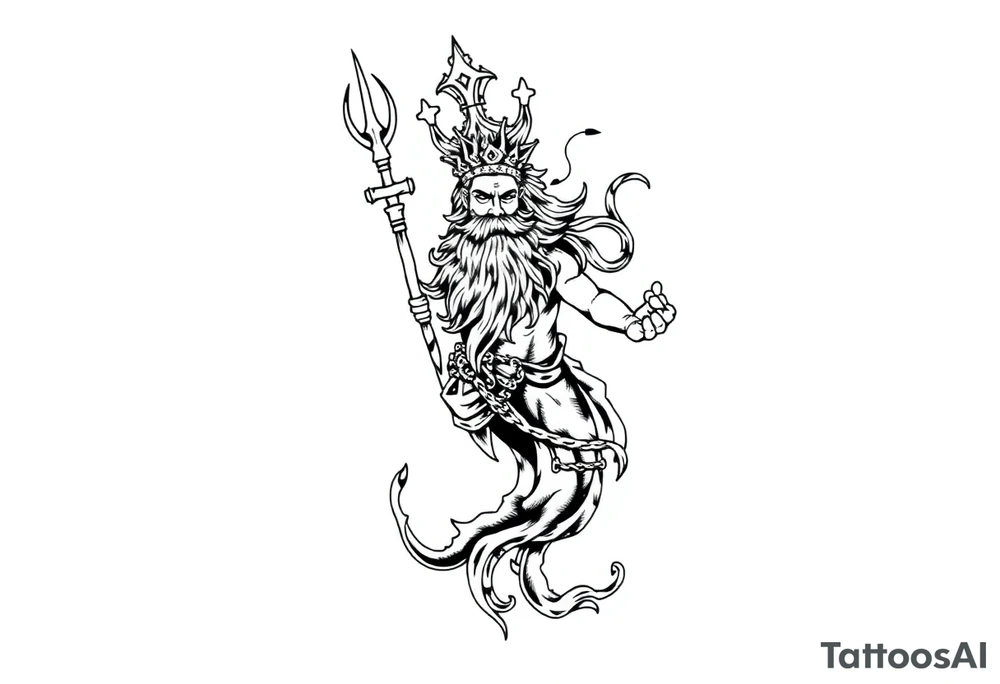 god of sea under water tattoo idea