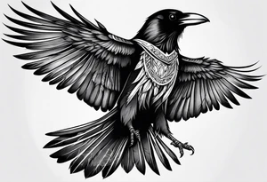 crow with open wings, only conturs tattoo idea