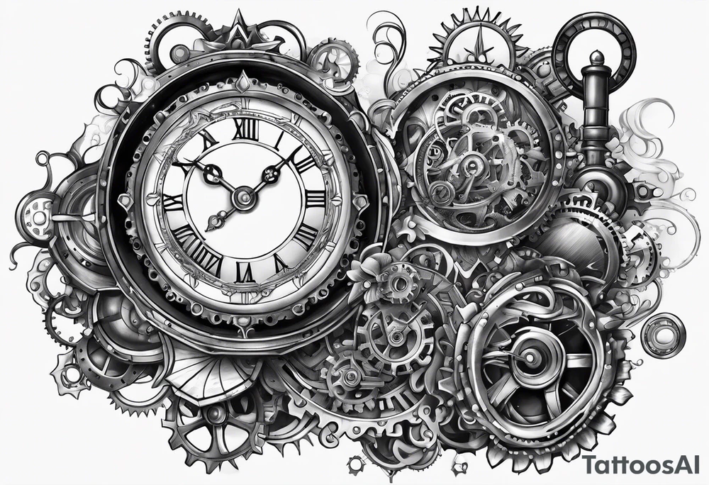 Steampunk clockwork tattoo idea