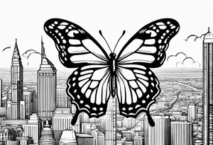 Butterfly, city scape, saginaw, police officer, full sleeve tattoo idea