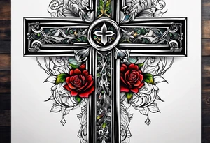 cross with watercolor backgound tattoo idea