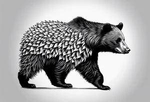 black bear and hedgehog, bear stands over hedgehog tattoo idea