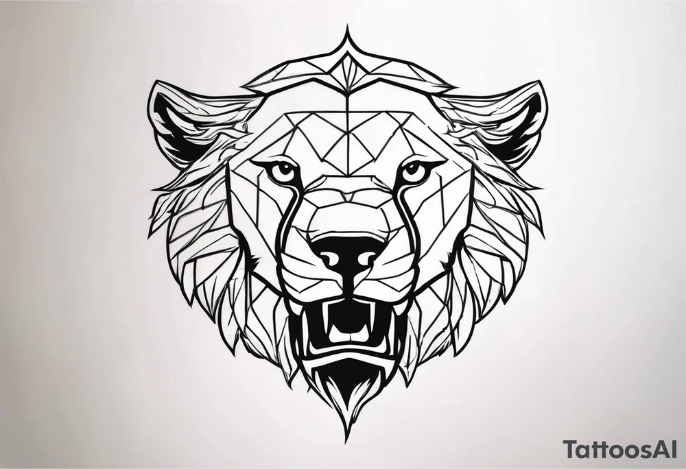 Face of a 1 Lion, an eagle, and 1 wolf tattoo idea