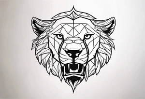 Face of a 1 Lion, an eagle, and 1 wolf tattoo idea