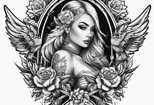 Female holding dagger tattoo idea