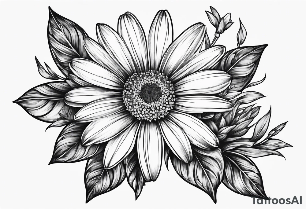 Daisy, wildflower, sleeve half tattoo idea