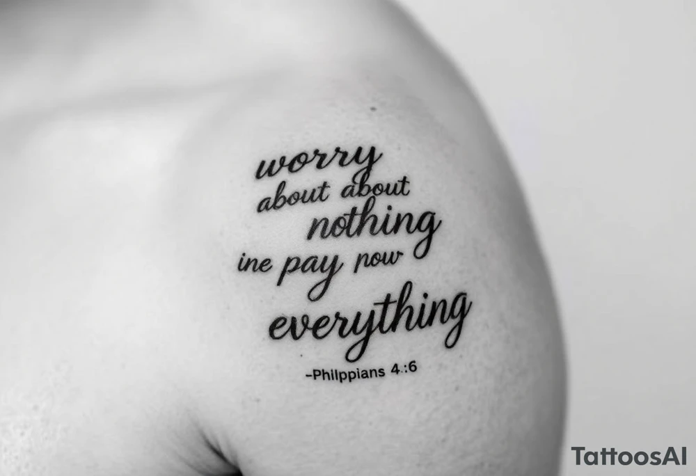 philippians 4:6 “worry about nothing, pray about everything” make this into a graphic type of tattoo with no words just meaning. tattoo idea