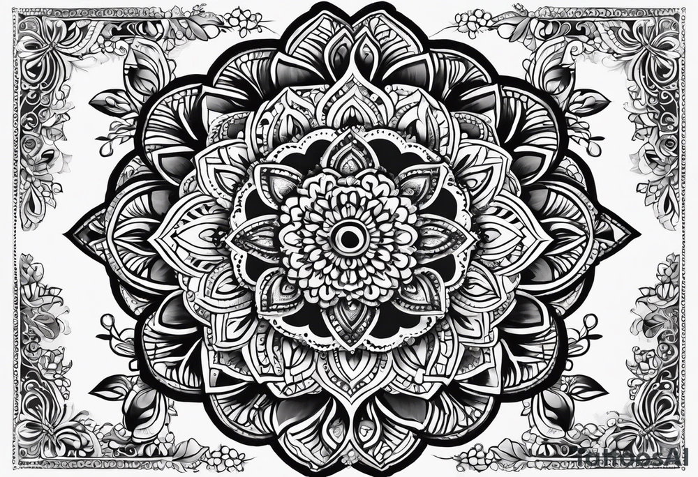 Full arm mandala henna female tattoo design with mushroom henna at shoulder tattoo idea