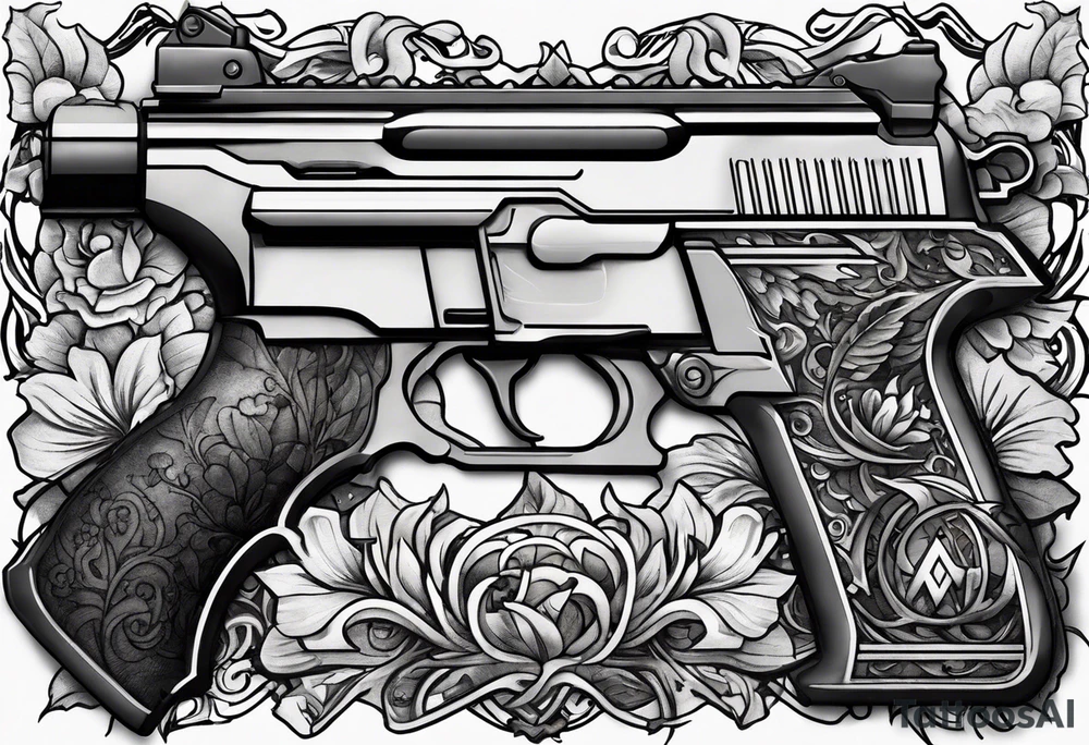 The letters AR with pistols on each side tattoo idea
