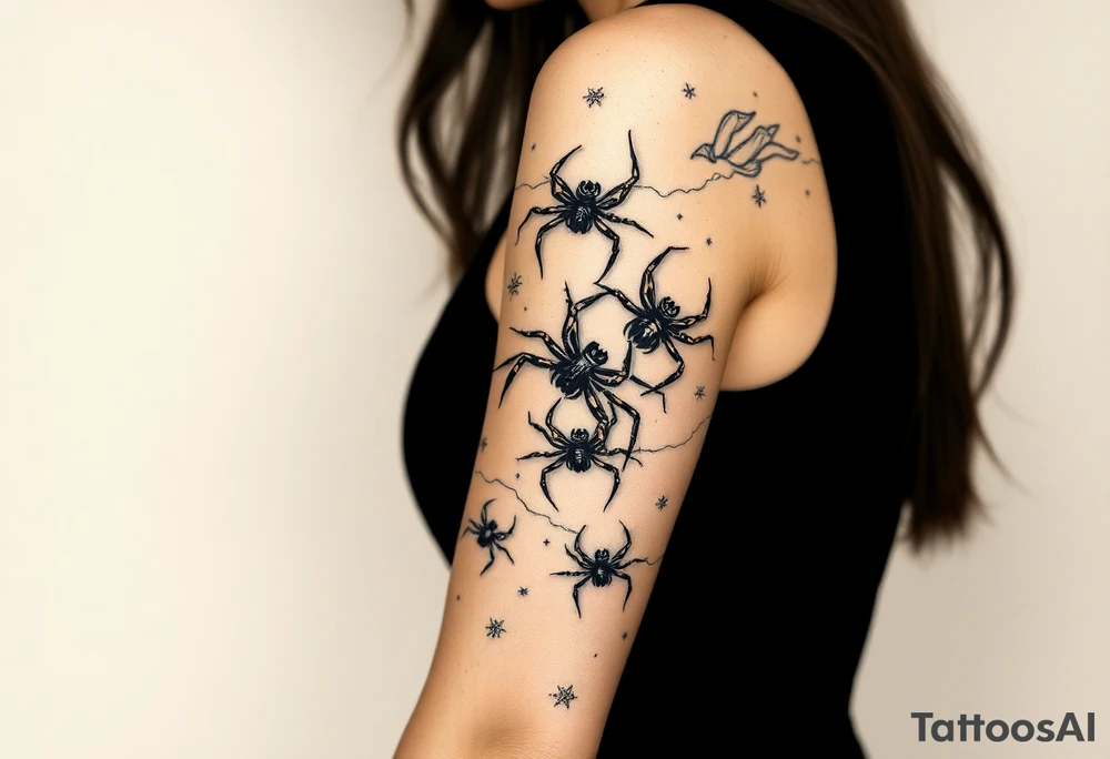 Spiders crawling down arm tattoo idea