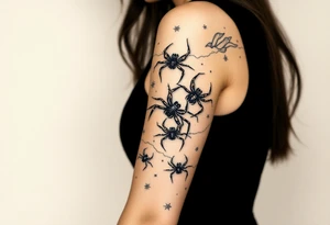 Spiders crawling down arm tattoo idea