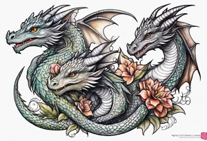 Two baby dragons and a mother dragon tattoo idea