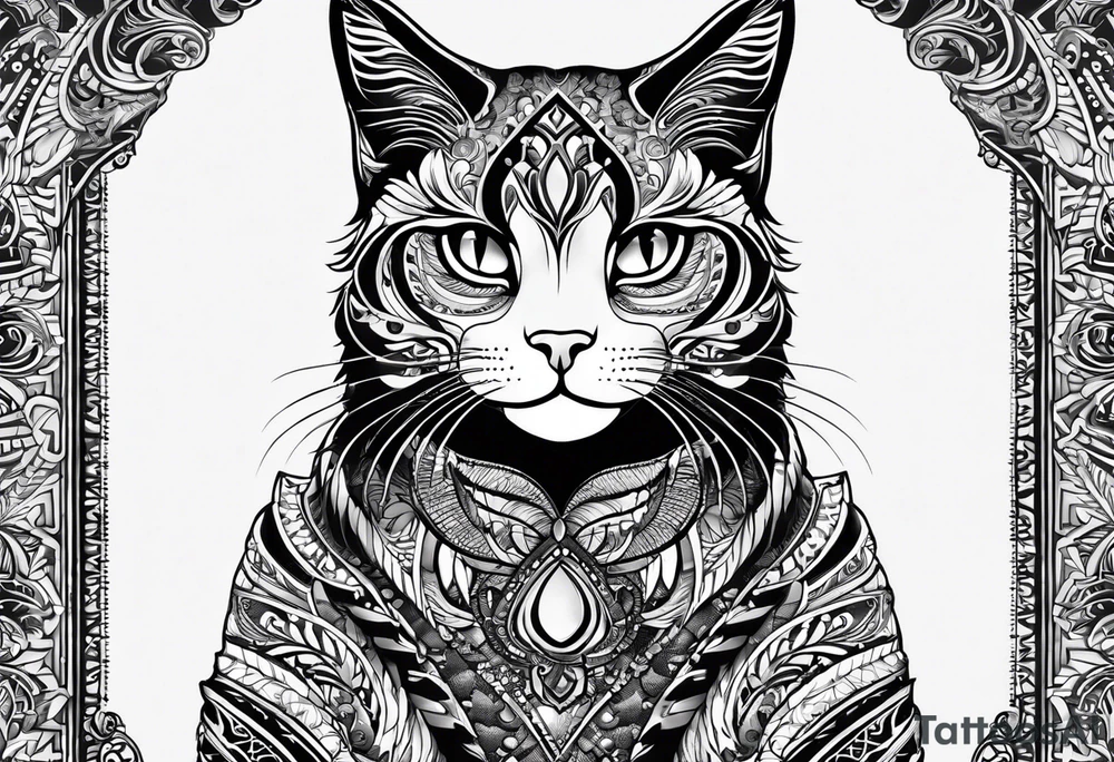 I need a tatto which will look like a pattern on the top of the head of tabby cats but without cat only pattern tattoo idea
