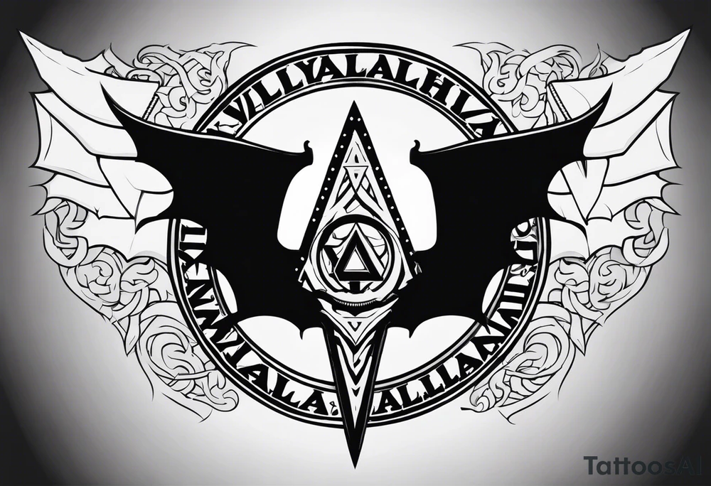 Sword shield dragon Valhalla valknut tattoo idea
